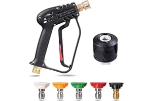 YUET High Pressure Washer Gun Handle with 5 Water Nozzle Tip,Water Wash Cleaner for Car Cleaning Kit(M22 14MM Fitting Hose Connector & 1/4" Bosch Nilfisk Quick Connector) Power Wand 4350 PSI