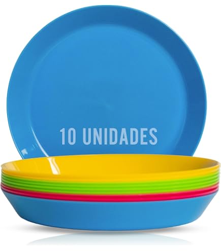 Lot De 36 Assiettes En Plastique Réutilisables 25 Cm - 6 Couleurs, Micro-ondes Et Lave-vaisselle