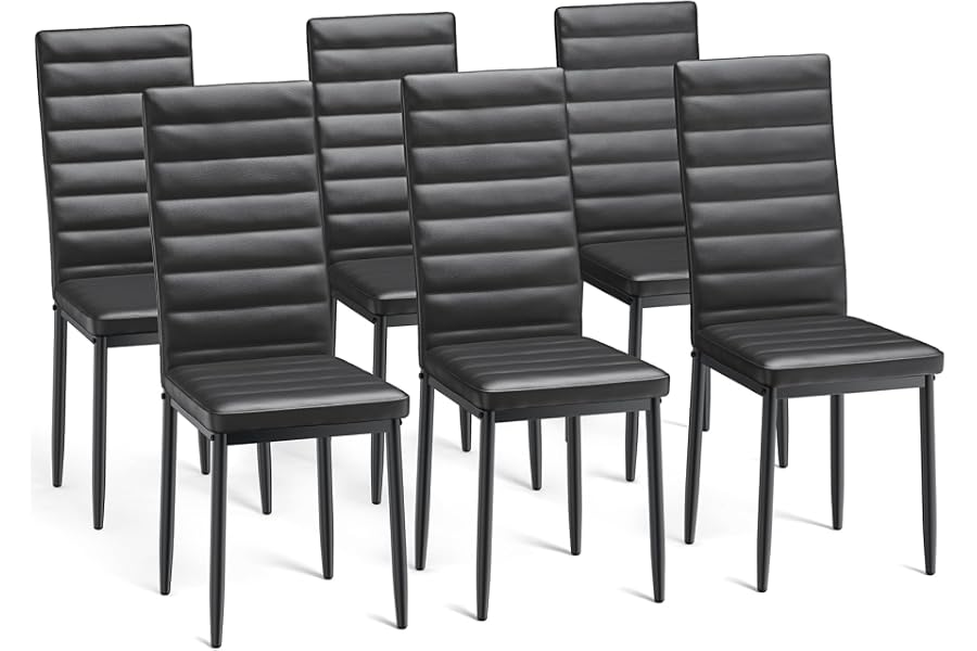 Bealife Sillas de Comedor Modernas (Juego de 6), Tapizadas en Piel Sintética PU, Respaldo Alto Ergonómico para Salón y C