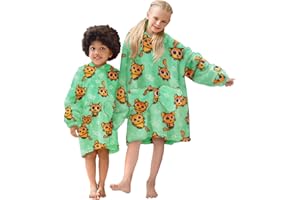 Adisputent Kids Blanket Hoodie Oversized Snuggle Blanket Sherpa Fleece Lined Blanket Hooded with Pockets Boys Girls Soft Cozy Fluffy Wearable Blanket 5-15 Years