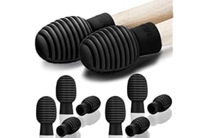 FRIENDA 8 Stücke Trommel Dämpfer Drumstick Leise Zubehör Gummi Übung Schlagzeug Spitze Ersatz (Schwarz)