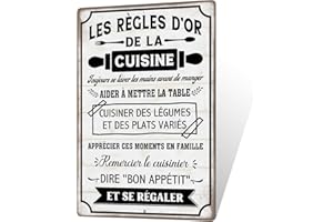 Putuo Decor Plaque Métallique Règles d’Or de la Cuisine, Panneau Déco Vintage en Aluminium, Idéal pour Cuisine et Salle à Manger, 30x20 cm