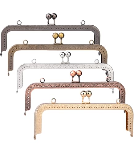 Telaio Chiusura A Serratura Per Borsa - In Metallo Con Perle Di Grano | 20.5 Cm Per Fai Da Te E Mestiere - Foto 6