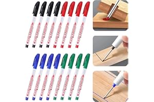 Fiyuer 16 Piezas Lapiz Carpintero, Rotuladores de Agujero Profundo, Marcadores de Agujeros Profundos de Punta Fina de 30 MM, Rotuladores Metalicos para Marcar Lugares de Difícil Acceso