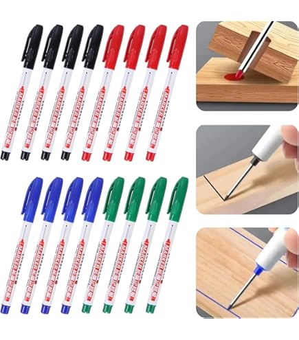 Flewdart Tieflochmarker 12er Set | Schwarz Blau Rot 20mm Spitze | Für Metall Holz Beton