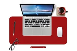 BOUTILON Leder-Schreibtischunterlage,wasserdichte Schreibtischunterlage für Schreibtisch, Schreibtischunterlage für Tastatur und Maus, Leder-Mauspad-Schutz für Büro und Zuhause, 60 * 35cm (S Red)