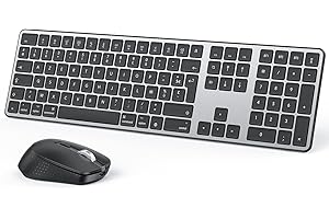 OMOTON Kit Clavier et Souris sans Fil Bluetooth pour Mac, Clavier et Souris Rechargeable avec 3 Canaux Bluetooth pour Apple Mac Pro/Mini, MacBook Pro/Air, iMac, iMac Pro, AZERTY Français, Gris Foncé