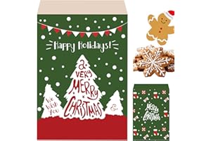 MORAINJAY 100 sztuk świątecznych zielonych mini torebek papierowych Candy Bar, torebki na przekąski, małe torebki na kanapki, kolorowe torebki na kanapki, 13 x 18 cm, torebki na prezenty, torebki na