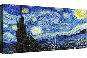 canvashop Quadri Moderni Notte Stellata Van Gogh Cm 100X50 Quadro Su Tela Canvas Stampe Da Parete Arredo Casa Soggiorno Camera Da Letto