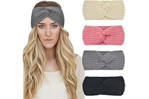 DRESHOW 4 Piezas Diadema Mujer Invierno Diadema Cabeza Anchas Cabello Turbante Banda Accesorio Pelo para Mujer