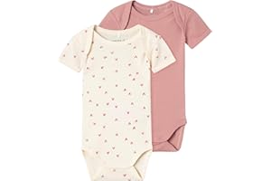 NAME IT Baby - Mädchen Nbfbody 2p Ss Buttercream Hearts Noos Kurzarmbody (1er Pack)