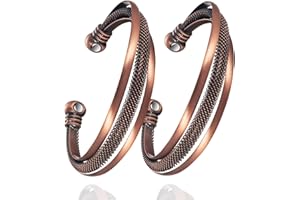 ENERCOPPEX Bracelets magnétiques pour hommes et femmes de 3 500 Gauss, 2 bracelets en cuivre magnétiques super puissants (2 pièces)