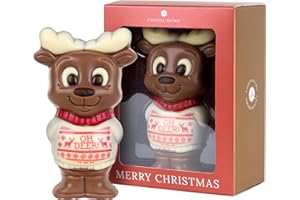 CHOCOLISSIMO Choco Renifer w białym swetrze | czekoladowa figurka renifera | oryginalny upominek pod choinkę | Boże Narodzenie | Święta | pomysł na prezent | dzieci | kobieta | mężczyzna | dekoracja | Wigilia | najwyższa jakość | mleczna czekolada