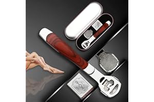 EPROICKS Edelstahl Hornhauthobel, Hornhautentferner für Füße, zur Fußpflege, Entfernung Abgestorbener Haut, Hornhaut, Edelstahl Hornhautentferner, Holzgriff, mit 10 Klingen