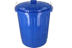 HRB Maxitonne 50 Liter blau, Tonne aus stabilem Hartplastik, abnehmbarer Deckel mit Metallverschlüssen, geeignet für Wäsche, Spielzeug oder als Mülleimer Küche