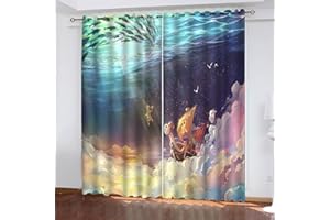 Fgolphd One Piece Rideau occultant en tissu imperméable pour chambre d'enfant, œillets en haut pour rideaux ? Impression numérique 3D 100 % polyester (9,220 × 215 (l x h) cm)