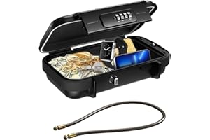 ANKILO Przenośny sejf z kodem zębowym, wodoszczelny, antykradzieżowy, zamek szyfrowy ze zdejmowaną linką drucianą, sejf na klucze do domu, biura, hotelu