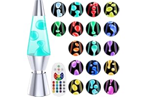 Besight 17 Farben Lavalampe Wechselnde Liquid Motion Lampe mit Fernbedienung, 37 cm LED Lavalampen Nachtlicht für Kinder & Erwachsene, Glitzer Stimmungslicht für Wohnzimmer, Schlafzimmer und Büro Deko