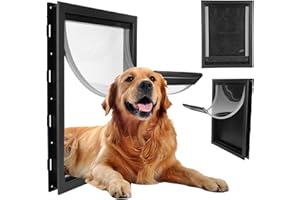 HEEPDD Puerta Magnética Bidireccional para Perros Grandes y Medianos, Negro, Fácil Instalación