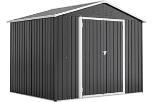 Thanaddo Metall Gerätehaus Gartenhaus 240 x 192 x 191cm Geräteschuppen Garten Schuppen Inkl. Metallfundament (ohne Boden), Metall Gerätehaus mit Pultdach, Geräteschrank für Garten (Schwarz 8 * 6)