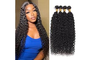 VALLBEST Water Wave Bundles Human Hair Brazilian Virgin Water Wave 4 Bundles for Black Women Water Curly Ocean Wave Bundles 18 18 20 20 Inch Hair Extensions Natural Black Color