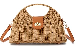 EVEOUT Stroh Umhängetaschen für Damen Mädchen Sommer Mode Rattan Strand Handtaschen gewebte Schultertaschen für Urlaub Reisen