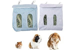 Meow&Woof Hay Feeder Bag, Pack of 2 for Rabbit, Chinchilla, Hamster - Dual Hay Bag, Minimalist Design, Hand Wash Only