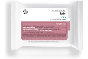 Cumlaude Lab - Toallitas Íntimas CLX, Toallitas Limpiadoras y Refrescantes con Clorhexidina y Complejo Antimicrobiano Vegetal, Aporta una Acción Calmante e Hidratante - 15 Unidades