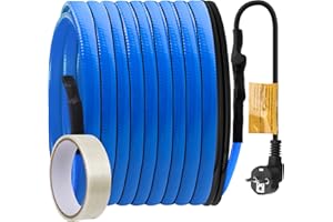 Frostschutz Heizkabel, Ci-Fotto Selbstregulierendes Heizkabel (8M, 25 W/M) mit eingebautem Thermostat zum Schutz von Wasserrohren, Metall-/Kunststoff-Hausrohren, Dachrinnen, Weidetrögen