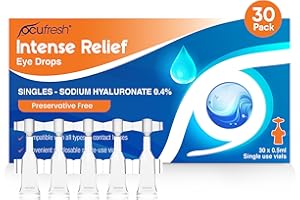 [New Launch] Ocufresh Intense Relief Eye Drops- Single dose [30x0.5ml vials] - Sodium Hyaluronate 0.4% - Advanced Care for Dry, Tired Eyes | Preservative Free | Contact Lens & Travel Friendly