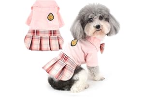 Zunea Vestiti per Cani Piccola Taglia Vestito da Principessa Estivo con Nodo a Fiocco Morbido Traspirante Cuccioli Abbigliamento Plaid Gonna Uniforme Scolastica Abiti per Chihuahua Yorkie Rosa XS