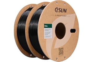 ‎ESUN eSUN PLA+ Filament 1,75 mm, wzmocniona wytrzymałość drukarka 3D Filament PLA Plus, dokładność wymiarowa +/- 0,03 mm, 1KG na cewkę, 2 szpule filamentu drukującego 3D do drukarki 3D, czarne i czarne
