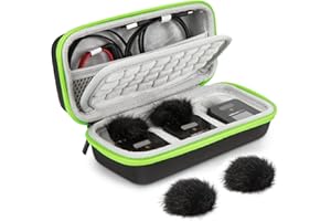 ‎YOUSHARES YOUSHARES Rode Wireless Go 2 Zubehör Case - Hart Tasche Hülle mit 2 Mikrofon Pelz Windschutze für Rode Wireless GO II/RØDE Wireless GO Compact Mikrofonsystem Kabellos (Schwarz)