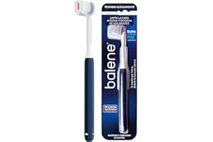 BALENE - Cepillo de Dientes Doble Cara, Limpieza profunda de la Cara Interna y Externa de los dientes, Mango Giratorio, Filamentos Antibacterianos, Dureza Suave, Color Azul