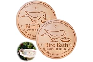 KIKAWORD 2PCS Bird Bath Copper Disk | Copper Bird Bath Purification Disk | Natural Water Cleaner with Stable Triple Point Support,Physical Safe Clean Water,All-Season Outdoor Birdbaths,Bowl,10*10*0.06cm