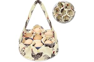 ZIYONIX Cestino Raccolta Uovo, 20cm Mini Cestino Raccoglitore per Uova con 7 Sacchetti Borsa Portatile per uova in Tela Resistente, cestino Portaoggetti Uovo con Maniglia per Polli Pollaio, Uova Oca e Anatra