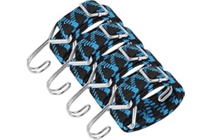 LTSTORE Tendeurs Elastique avec Crochets,Pack de 4 Tendeur Elastique Réglables Sandow Elastique Tendeur Plate pour Vélo Bache Piscine Tente Camping Bleu. (50cm)