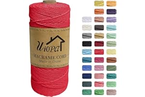 Uiopa Macrame Corda 2mm x 200m, Filo di Cotone Macramè 3 Strand Twisted, Filo Macrame Spago Colorato per Artigianato Fai da Te Piante da Appendere Acchiappasogni