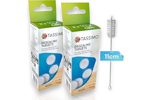 8 pastillas de descalcificación para 4 aplicaciones para cafeteras Bosch Tassimo 311909 TCZ6004 con cepillo de limpieza DL-Pro