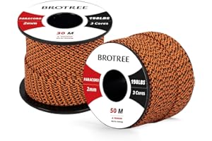 Brotree 2mm Paracorde 3 Brins 30M 100% Nylon Corde Parachute pour Extérieur, Artisanat, Bricolage - 90kg Charge de Rupture (Veuve Noire)
