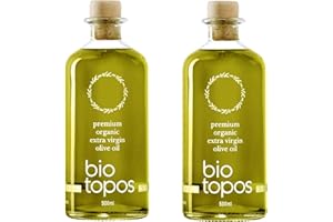 BIOTOPOS BY NOOS TRADE GREECE PREMIUM ORGANIC EXTRA VIRGIN OLIVE OIL Biotopos, Premium- BIO-Extra Natives, Grünes Olivenöl aus Unreifen Oliven, Frühe Ernte, Kaltextraktion, Monovarietale Sorte Koroneiki, Messenien Griechenland – 2x500ml (1L)