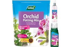 CECES HOME & GARDEN Orchid Potting Mix Feed Bundle - 1x Westland Orchid Potting Mix 4L, 1x Orchid Plant Feed 200ml & 1x Plant Mist 250ml - Strong Growth, Compost Mix Fertiliser, Peat-Free Formula, Indoor House Plant Care