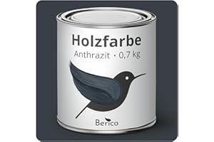Berico Holzfarbe - Anthrazit-Grau - 0,7 Kg - 3in1 Premium Holzlack - Für Innen und Außen - Robust & Wetterfest