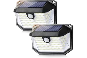 EAGEEN Luz Solar Exterior con Sensor de Movimiento IP65 Impermeable Focos LED Solares Luces Farolas Aplique Pared 3 Modos Lampara Seguridad Iluminación para Jardin Terraza Pergolas Patio Negro 2 Unidad