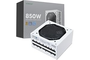 Vetroo 850W Power Supply Dual PCIe 5.1 ATX 3.1 Ready, 80 Plus Gold Full Modular, Quiet Operation with 120mm FDB Fan, 10-Year Warranty - White