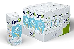 OraSì Bevanda di riso (1 litro, 12 unità) - Alternativa vegetale al latte con riso italiano - Senza lattosio e glutine - Naturale e leggera - Per dieta vegana, ricette e colazione