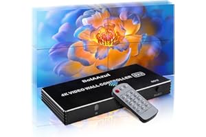BOLAAZUL Video Wall Controller, Controlador de Pared de vídeo 4K 2x2, procesador de Pared de vídeo HDMI con rotación de 180 Grados, Empalme de Pantalla 1080P, 1x1, 1x2, 1x3, 1x4, 2x2, 4x1, 3x1, 2x1