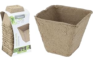 PROGARDEN Lot de 14 pots de culture, 6 x 6 cm, en carton, biodégradables, carrés, pour la culture des plantes, naturel