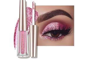 Anglicolor Diamant-Glitter Flüssiger Lidschatten Starry Pailletten Meerjungfrauen-Lidschatten Langanhaltender und pigmentierter, funkelnder und schimmernder Lidschatten (#6 Pink)