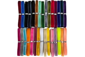 Chenkou Craft Cinta de terciopelo de 10 mm en total, 30 colores surtidos a granel